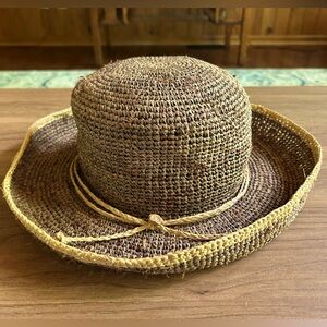 Scala Collezione retro beach hat, tan and brown, vintage, sun protection, vacay